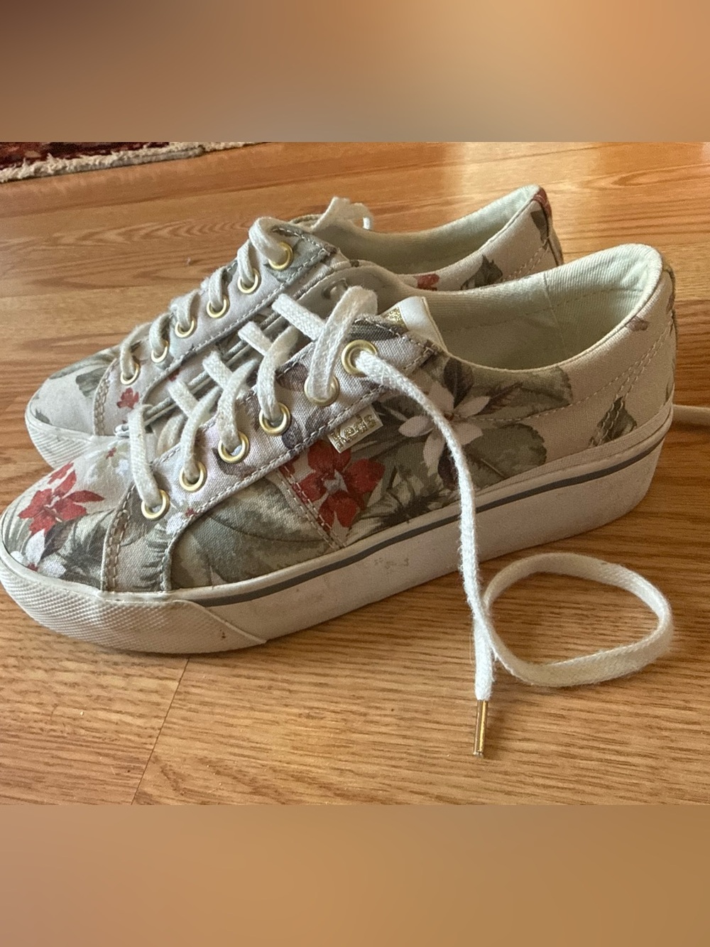 Keds Floral Canvas Low-Top Sneakers in Cream with Multicolor Florals